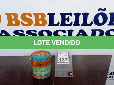 LOTE 137 - 01 LATA DE TINTA ESMALTE DE 3,6L NA COR BRILHANTE TABACO MARCA SUVINIL. (NO ESTADO) ATENÇÃO! FAZER A VISITAÇÃO ANTES DE ARREMATAR, NÃO SABEMOS SE FUNCIONA. LEILÃO NÃO TEM GARANTIA E NEM DEVOLUÇÃO, SUJEITO A POSSÍVEIS AVARIAS VISÍVEIS/OCULTAS E/OU AUSÊNCIA DE COMPONENTES.