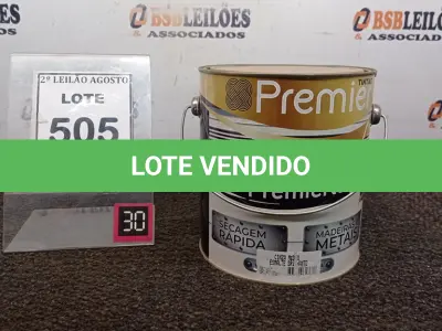 LOTE 505 - 01 LATA DE ESMALTE SINTÉTICO PREMIERLUX DE 3,6L NA COR CINZA MÉDIO MARCA PREMIER. (NO ESTADO) ATENÇÃO! FAZER A VISITAÇÃO ANTES DE ARREMATAR, NÃO SABEMOS SE FUNCIONA, LEILÃO NÃO TEM GARANTIA E NEM DEVOLUÇÃO, SUJEITO A POSSÍVEIS AVARIAS VISÍVEIS/OCULTAS E/OU AUSÊNCIA DE COMPONENTES.