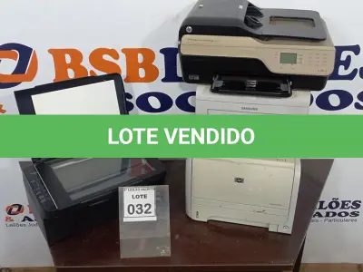 LOTE 032 - 04 IMPRESSORAS DE MARCAS E MODELOS DIVERSOS. (NO ESTADO) ATENÇÃO! FAZER A VISITAÇÃO ANTES DE ARREMATAR, NÃO SABEMOS SE FUNCIONA, LEILÃO NÃO TEM GARANTIA E NEM DEVOLUÇÃO, SUJEITO A POSSÍVEIS AVARIAS VISÍVEIS/OCULTAS E/OU AUSÊNCIA DE COMPONENTES.