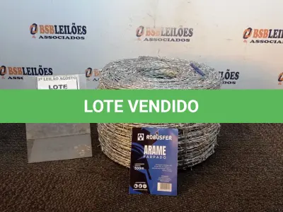 LOTE 239 - 01 ROLO DE ARAME FARPADO COM 500M. (NO ESTADO) ATENÇÃO! FAZER A VISITAÇÃO ANTES DE ARREMATAR, NÃO SABEMOS SE FUNCIONA, LEILÃO NÃO TEM GARANTIA E NEM DEVOLUÇÃO, SUJEITO A POSSÍVEIS AVARIAS VISÍVEIS/OCULTAS E/OU AUSÊNCIA DE COMPONENTES.