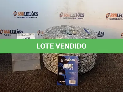 LOTE 239 - 01 ROLO DE ARAME FARPADO COM 500M. (NO ESTADO) ATENÇÃO! FAZER A VISITAÇÃO ANTES DE ARREMATAR, NÃO SABEMOS SE FUNCIONA, LEILÃO NÃO TEM GARANTIA E NEM DEVOLUÇÃO, SUJEITO A POSSÍVEIS AVARIAS VISÍVEIS/OCULTAS E/OU AUSÊNCIA DE COMPONENTES.