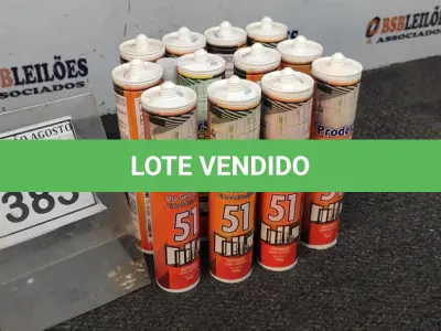 LOTE 383 - 12 BISNAGAS DE SELANTE SILICONE COM 260G MARCA PRODERSIL. (NO ESTADO) ATENÇÃO! FAZER A VISITAÇÃO ANTES DE ARREMATAR, NÃO SABEMOS SE FUNCIONA, LEILÃO NÃO TEM GARANTIA E NEM DEVOLUÇÃO, SUJEITO A POSSÍVEIS AVARIAS VISÍVEIS/OCULTAS E/OU AUSÊNCIA DE COMPONENTES.