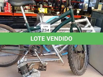LOTE 234 - 02 QUADROS DE ALUMÍNIO, 01 MOTOR PARA BIKE INCOMPLETO E 01 BIKE INFANTIL. (NO ESTADO) ATENÇÃO! FAZER A VISITAÇÃO ANTES DE ARREMATAR, NÃO SABEMOS SE FUNCIONA, LEILÃO NÃO TEM GARANTIA E NEM DEVOLUÇÃO, SUJEITO A POSSÍVEIS AVARIAS VISÍVEIS/OCULTAS E/OU AUSÊNCIA DE COMPONENTES.