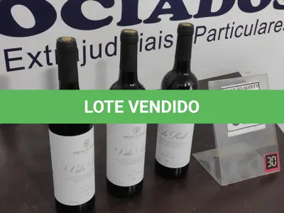 LOTE 394 - 03 GARRAFAS DE VINHO TINTO VALA REAL PORTUGUÊS SAFRA 2019 750ML. (NO ESTADO) ATENÇÃO! FAZER A VISITAÇÃO ANTES DE ARREMATAR, NÃO SABEMOS SE FUNCIONA, LEILÃO NÃO TEM GARANTIA E NEM DEVOLUÇÃO, SUJEITO A POSSÍVEIS AVARIAS VISÍVEIS/OCULTAS E/OU AUSÊNCIA DE COMPONENTES.