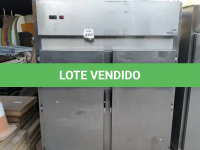 LOTE 360 - 01 GELADEIRA INDUSTRIAL 02 PORTAS. (NO ESTADO) ATENÇÃO! FAZER A VISITAÇÃO ANTES DE ARREMATAR, NÃO SABEMOS SE FUNCIONA, LEILÃO NÃO TEM GARANTIA E NEM DEVOLUÇÃO, SUJEITO A POSSÍVEIS AVARIAS VISÍVEIS/OCULTAS E/OU AUSÊNCIA DE COMPONENTES.
