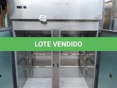 LOTE 360 - 01 GELADEIRA INDUSTRIAL 02 PORTAS. (NO ESTADO) ATENÇÃO! FAZER A VISITAÇÃO ANTES DE ARREMATAR, NÃO SABEMOS SE FUNCIONA, LEILÃO NÃO TEM GARANTIA E NEM DEVOLUÇÃO, SUJEITO A POSSÍVEIS AVARIAS VISÍVEIS/OCULTAS E/OU AUSÊNCIA DE COMPONENTES.