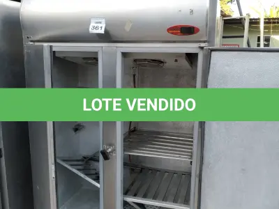 LOTE 361 - 01 GELADEIRA INDUSTRIAL 02 PORTAS MARCA STEEL. (NO ESTADO) ATENÇÃO! FAZER A VISITAÇÃO ANTES DE ARREMATAR, NÃO SABEMOS SE FUNCIONA, LEILÃO NÃO TEM GARANTIA E NEM DEVOLUÇÃO, SUJEITO A POSSÍVEIS AVARIAS VISÍVEIS/OCULTAS E/OU AUSÊNCIA DE COMPONENTES.