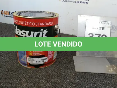 LOTE 379 - 01 LATA DE ESMALTE SINTÉTICO COM 3,6L NA COR BRILHANTE ALUMÍNIO MARCA GLASURIT. (NO ESTADO) ATENÇÃO! FAZER A VISITAÇÃO ANTES DE ARREMATAR, NÃO SABEMOS SE FUNCIONA, LEILÃO NÃO TEM GARANTIA E NEM DEVOLUÇÃO, SUJEITO A POSSÍVEIS AVARIAS VISÍVEIS/OCULTAS E/OU AUSÊNCIA DE COMPONENTES.