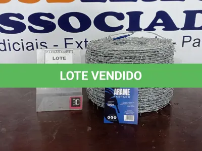 LOTE 282 - 01 ROLO DE ARAME FARPADO COM 500M. (NO ESTADO) ATENÇÃO! FAZER A VISITAÇÃO ANTES DE ARREMATAR, NÃO SABEMOS SE FUNCIONA, LEILÃO NÃO TEM GARANTIA E NEM DEVOLUÇÃO, SUJEITO A POSSÍVEIS AVARIAS VISÍVEIS/OCULTAS E/OU AUSÊNCIA DE COMPONENTES.