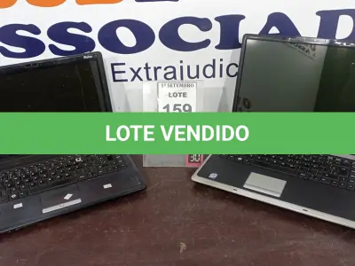 LOTE 159 - 02 NOTEBOOKS COM AVARIAS. (NO ESTADO) ATENÇÃO! FAZER A VISITAÇÃO ANTES DE ARREMATAR, NÃO SABEMOS SE FUNCIONA, LEILÃO NÃO TEM GARANTIA E NEM DEVOLUÇÃO, SUJEITO A POSSÍVEIS AVARIAS VISÍVEIS/OCULTAS E/OU AUSÊNCIA DE COMPONENTES.