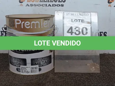 LOTE 430 - 01 LATA DE ESMALTE SINTÉTICO PREMIERLUX DE 3,6L NA COR CINZA MÉDIO MARCA PREMIER. (NO ESTADO) ATENÇÃO! FAZER A VISITAÇÃO ANTES DE ARREMATAR, NÃO SABEMOS SE FUNCIONA, LEILÃO NÃO TEM GARANTIA E NEM DEVOLUÇÃO, SUJEITO A POSSÍVEIS AVARIAS VISÍVEIS/OCULTAS E/OU AUSÊNCIA DE COMPONENTES.