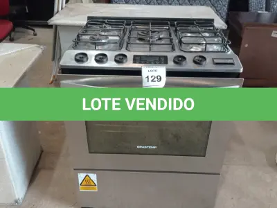 LOTE 129 - 01 FOGÃO 5 BOCAS BRASTEMP 220V IMCOMPLETO. (NO ESTADO EM QUE SE ENCONTRA. SUJEITO A AVARIAS OCULTAS/VISÍVEIS.) BH1522K