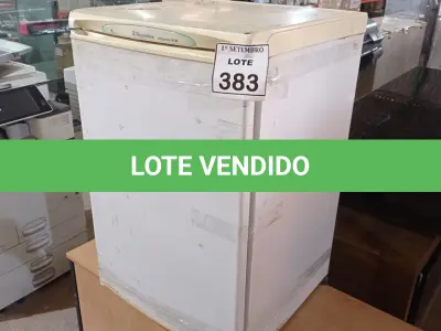 LOTE 383 - 01 FRIGOBAR MARCA ELECTROLUX 220V. (NO ESTADO) ATENÇÃO! FAZER A VISITAÇÃO ANTES DE ARREMATAR, NÃO SABEMOS SE FUNCIONA, LEILÃO NÃO TEM GARANTIA E NEM DEVOLUÇÃO, SUJEITO A POSSÍVEIS AVARIAS VISÍVEIS/OCULTAS E/OU AUSÊNCIA DE COMPONENTES.