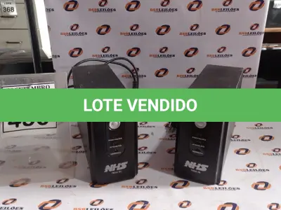 LOTE 456 - 02 NOBREAKS MARCA NHS MINI III. (NO ESTADO) ATENÇÃO! FAZER A VISITAÇÃO ANTES DE ARREMATAR, NÃO SABEMOS SE FUNCIONA, LEILÃO NÃO TEM GARANTIA E NEM DEVOLUÇÃO, SUJEITO A POSSÍVEIS AVARIAS VISÍVEIS/OCULTAS E/OU AUSÊNCIA DE COMPONENTES.