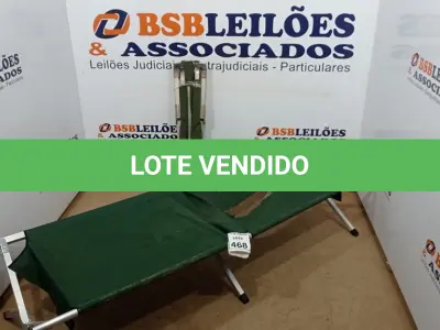 LOTE 468 - 02 CAMAS DOBRÁVEIS PORTÁTIL ESTRUTURA EM ALUMÍNIO. (NO ESTADO) ATENÇÃO! FAZER A VISITAÇÃO ANTES DE ARREMATAR, NÃO SABEMOS SE FUNCIONA, LEILÃO NÃO TEM GARANTIA E NEM DEVOLUÇÃO, SUJEITO A POSSÍVEIS AVARIAS VISÍVEIS/OCULTAS E/OU AUSÊNCIA DE COMPONENTES.