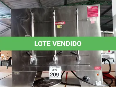 LOTE 209 - 01 CAFETEIRA INDUSTRIAL EM INOX. (NO ESTADO) ATENÇÃO! FAZER A VISITAÇÃO ANTES DE ARREMATAR, NÃO SABEMOS SE FUNCIONA, LEILÃO NÃO TEM GARANTIA E NEM DEVOLUÇÃO, SUJEITO A POSSÍVEIS AVARIAS VISÍVEIS/OCULTAS E/OU AUSÊNCIA DE COMPONENTES.