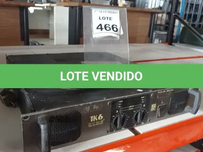 LOTE 466 - 01 AMPLIFICADOR DE POTÊNCIA MARCA DCMS. (NO ESTADO) ATENÇÃO! FAZER A VISITAÇÃO ANTES DE ARREMATAR, NÃO SABEMOS SE FUNCIONA, LEILÃO NÃO TEM GARANTIA E NEM DEVOLUÇÃO, SUJEITO A POSSÍVEIS AVARIAS VISÍVEIS/OCULTAS E/OU AUSÊNCIA DE COMPONENTES.