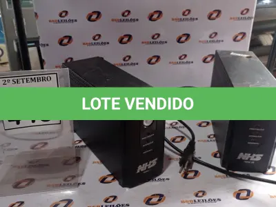 LOTE 443 - 02 NOBREAKS MARCA NHS MINI III. (NO ESTADO) ATENÇÃO! FAZER A VISITAÇÃO ANTES DE ARREMATAR, NÃO SABEMOS SE FUNCIONA, LEILÃO NÃO TEM GARANTIA E NEM DEVOLUÇÃO, SUJEITO A POSSÍVEIS AVARIAS VISÍVEIS/OCULTAS E/OU AUSÊNCIA DE COMPONENTES.