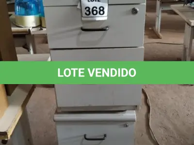 LOTE 368 - 02 GAVETEIROS COM 03 GAVETAS CADA. (NO ESTADO) ATENÇÃO! FAZER A VISITAÇÃO ANTES DE ARREMATAR, NÃO SABEMOS SE FUNCIONA, LEILÃO NÃO TEM GARANTIA E NEM DEVOLUÇÃO, SUJEITO A POSSÍVEIS AVARIAS VISÍVEIS/OCULTAS E/OU AUSÊNCIA DE COMPONENTES.