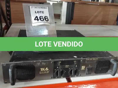 LOTE 466 - 01 AMPLIFICADOR DE POTÊNCIA MARCA DCMS. (NO ESTADO) ATENÇÃO! FAZER A VISITAÇÃO ANTES DE ARREMATAR, NÃO SABEMOS SE FUNCIONA, LEILÃO NÃO TEM GARANTIA E NEM DEVOLUÇÃO, SUJEITO A POSSÍVEIS AVARIAS VISÍVEIS/OCULTAS E/OU AUSÊNCIA DE COMPONENTES.