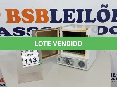 LOTE 113 - 01 ESTUFA PARA ESTERILIZAÇÃO E SECAGEM MARCA MASTER. (NO ESTADO) ATENÇÃO! FAZER A VISITAÇÃO ANTES DE ARREMATAR, NÃO SABEMOS SE FUNCIONA, LEILÃO NÃO TEM GARANTIA E NEM DEVOLUÇÃO, SUJEITO A POSSÍVEIS AVARIAS VISÍVEIS/OCULTAS E/OU AUSÊNCIA DE COMPONENTES.