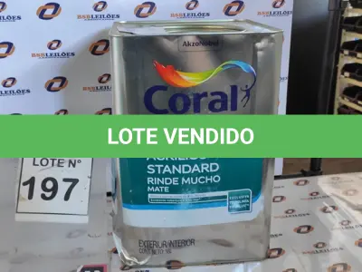 LOTE 197 - 01 LATA DE TINTA ACRILICA 18L NA COR BRANCA MARCA CORAL. (NO ESTADO, NÃO SABEMOS SE FUNCIONA. LEILÃO NÃO TEM GARANTIA E NEM DEVOLUÇÃO, SUJEITO A POSSÍVEIS AVARIAS VISÍVEIS/OCULTAS E/OU AUSÊNCIA DE COMPONENTES)