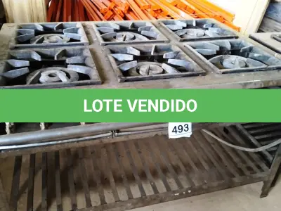 LOTE 493 - 01 FOGÃO INDUSTRIAL COM 06 BOCAS. (NO ESTADO) ATENÇÃO! FAZER A VISITAÇÃO ANTES DE ARREMATAR, NÃO SABEMOS SE FUNCIONA, LEILÃO NÃO TEM GARANTIA E NEM DEVOLUÇÃO, SUJEITO A POSSÍVEIS AVARIAS VISÍVEIS/OCULTAS E/OU AUSÊNCIA DE COMPONENTES.