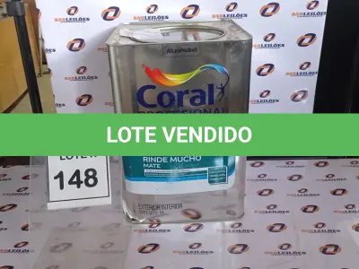 LOTE 148 - 01 LATA DE TINTA ACRILICA 18L NA COR BRANCA MARCA CORAL. (NO ESTADO, NÃO SABEMOS SE FUNCIONA. LEILÃO NÃO TEM GARANTIA E NEM DEVOLUÇÃO, SUJEITO A POSSÍVEIS AVARIAS VISÍVEIS/OCULTAS E/OU AUSÊNCIA DE COMPONENTES)