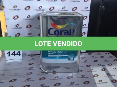 LOTE 144 - 01 LATA DE TINTA ACRILICA 18L NA COR BRANCA MARCA CORAL. (NO ESTADO, NÃO SABEMOS SE FUNCIONA. LEILÃO NÃO TEM GARANTIA E NEM DEVOLUÇÃO, SUJEITO A POSSÍVEIS AVARIAS VISÍVEIS/OCULTAS E/OU AUSÊNCIA DE COMPONENTES)