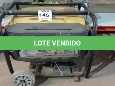 LOTE 145 - 01 GERADOR DE ENERGIA CSM MONOFÁSICO 9 KVA GASOLINA MARCA VONDER. (NO ESTADO, NÃO SABEMOS SE FUNCIONA. LEILÃO NÃO TEM GARANTIA E NEM DEVOLUÇÃO, SUJEITO A POSSÍVEIS AVARIAS VISÍVEIS/OCULTAS E/OU AUSÊNCIA DE COMPONENTES)