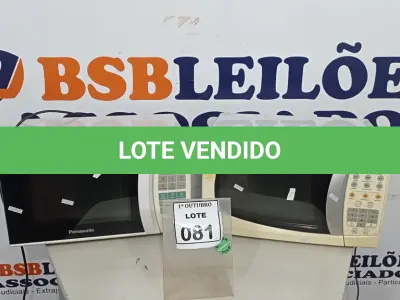 LOTE 081 - 02 MICRO-ONDAS MARCAS ELECTROLUX E PANASONIC. (NO ESTADO) ATENÇÃO! FAZER A VISITAÇÃO ANTES DE ARREMATAR, NÃO SABEMOS SE FUNCIONA, LEILÃO NÃO TEM GARANTIA E NEM DEVOLUÇÃO, SUJEITO A POSSÍVEIS AVARIAS VISÍVEIS/OCULTAS E/OU AUSÊNCIA DE COMPONENTES.