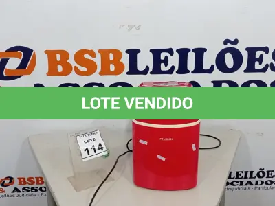 LOTE 114 - 01 MÁQUINA DE FAZER GELO PORTÁTIL MARCA POLISHOP. (NO ESTADO) ATENÇÃO! FAZER A VISITAÇÃO ANTES DE ARREMATAR, NÃO SABEMOS SE FUNCIONA, LEILÃO NÃO TEM GARANTIA E NEM DEVOLUÇÃO, SUJEITO A POSSÍVEIS AVARIAS VISÍVEIS/OCULTAS E/OU AUSÊNCIA DE COMPONENTES.