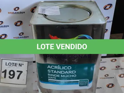 LOTE 197 - 01 LATA DE TINTA ACRILICA 18L NA COR BRANCA MARCA CORAL. (NO ESTADO, NÃO SABEMOS SE FUNCIONA. LEILÃO NÃO TEM GARANTIA E NEM DEVOLUÇÃO, SUJEITO A POSSÍVEIS AVARIAS VISÍVEIS/OCULTAS E/OU AUSÊNCIA DE COMPONENTES)