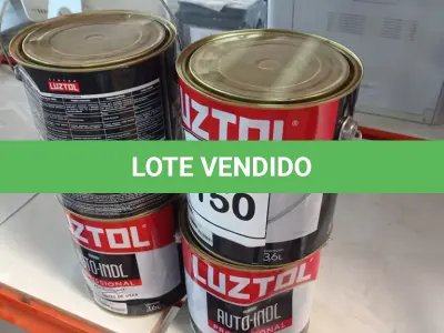 LOTE 150 - 04 LATAS DE ZARCÃO COM 3,6L CADA NA COR LARANJA FOSCO MARCA LUZTOL. (NO ESTADO, NÃO SABEMOS SE FUNCIONA. LEILÃO NÃO TEM GARANTIA E NEM DEVOLUÇÃO, SUJEITO A POSSÍVEIS AVARIAS VISÍVEIS/OCULTAS E/OU AUSÊNCIA DE COMPONENTES)