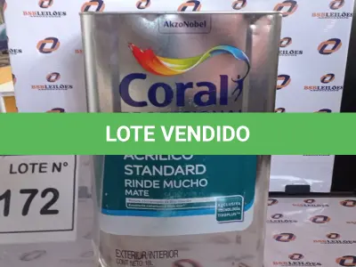 LOTE 172 - 01 LATA DE TINTA ACRILICA 18L NA COR BRANCA MARCA CORAL. (NO ESTADO, NÃO SABEMOS SE FUNCIONA. LEILÃO NÃO TEM GARANTIA E NEM DEVOLUÇÃO, SUJEITO A POSSÍVEIS AVARIAS VISÍVEIS/OCULTAS E/OU AUSÊNCIA DE COMPONENTES)