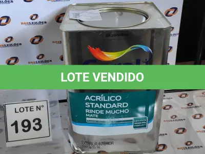LOTE 193 - 01 LATA DE TINTA ACRILICA 18L NA COR BRANCA MARCA CORAL. (NO ESTADO, NÃO SABEMOS SE FUNCIONA. LEILÃO NÃO TEM GARANTIA E NEM DEVOLUÇÃO, SUJEITO A POSSÍVEIS AVARIAS VISÍVEIS/OCULTAS E/OU AUSÊNCIA DE COMPONENTES)