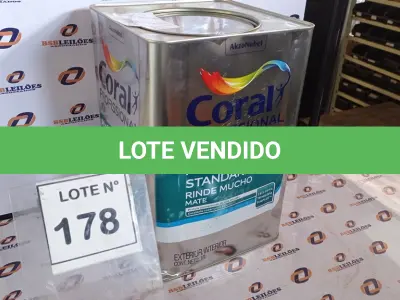 LOTE 178 - 01 LATA DE TINTA ACRILICA 18L NA COR BRANCA MARCA CORAL. (NO ESTADO, NÃO SABEMOS SE FUNCIONA. LEILÃO NÃO TEM GARANTIA E NEM DEVOLUÇÃO, SUJEITO A POSSÍVEIS AVARIAS VISÍVEIS/OCULTAS E/OU AUSÊNCIA DE COMPONENTES)