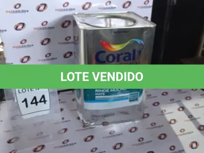LOTE 144 - 01 LATA DE TINTA ACRILICA 18L NA COR BRANCA MARCA CORAL. (NO ESTADO, NÃO SABEMOS SE FUNCIONA. LEILÃO NÃO TEM GARANTIA E NEM DEVOLUÇÃO, SUJEITO A POSSÍVEIS AVARIAS VISÍVEIS/OCULTAS E/OU AUSÊNCIA DE COMPONENTES)