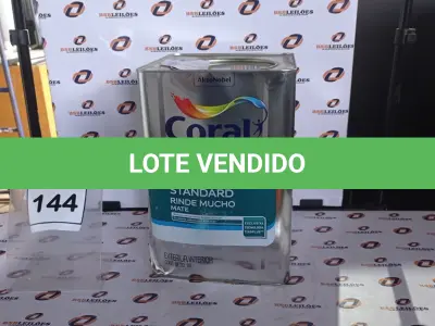 LOTE 144 - 01 LATA DE TINTA ACRILICA 18L NA COR BRANCA MARCA CORAL. (NO ESTADO, NÃO SABEMOS SE FUNCIONA. LEILÃO NÃO TEM GARANTIA E NEM DEVOLUÇÃO, SUJEITO A POSSÍVEIS AVARIAS VISÍVEIS/OCULTAS E/OU AUSÊNCIA DE COMPONENTES)
