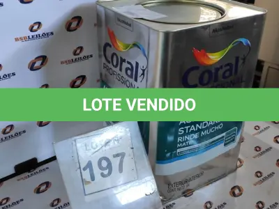 LOTE 197 - 01 LATA DE TINTA ACRILICA 18L NA COR BRANCA MARCA CORAL. (NO ESTADO, NÃO SABEMOS SE FUNCIONA. LEILÃO NÃO TEM GARANTIA E NEM DEVOLUÇÃO, SUJEITO A POSSÍVEIS AVARIAS VISÍVEIS/OCULTAS E/OU AUSÊNCIA DE COMPONENTES)