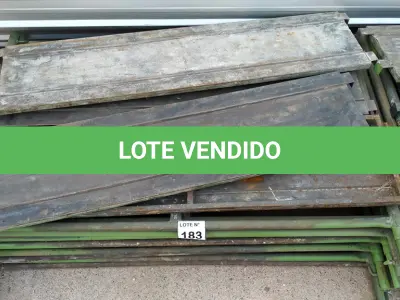 LOTE 183 - 10 PEÇAS ANDAIMES DE 1 X 1,50M COM 04 PLATAFORMA DE 1,50M. (NO ESTADO, NÃO SABEMOS SE FUNCIONA. LEILÃO NÃO TEM GARANTIA E NEM DEVOLUÇÃO, SUJEITO A POSSÍVEIS AVARIAS VISÍVEIS/OCULTAS E/OU AUSÊNCIA DE COMPONENTES)