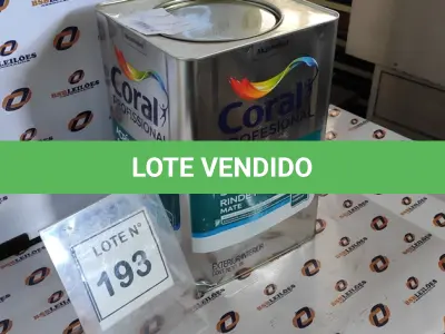 LOTE 193 - 01 LATA DE TINTA ACRILICA 18L NA COR BRANCA MARCA CORAL. (NO ESTADO, NÃO SABEMOS SE FUNCIONA. LEILÃO NÃO TEM GARANTIA E NEM DEVOLUÇÃO, SUJEITO A POSSÍVEIS AVARIAS VISÍVEIS/OCULTAS E/OU AUSÊNCIA DE COMPONENTES)