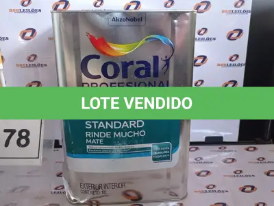 LOTE 178 - 01 LATA DE TINTA ACRILICA 18L NA COR BRANCA MARCA CORAL. (NO ESTADO, NÃO SABEMOS SE FUNCIONA. LEILÃO NÃO TEM GARANTIA E NEM DEVOLUÇÃO, SUJEITO A POSSÍVEIS AVARIAS VISÍVEIS/OCULTAS E/OU AUSÊNCIA DE COMPONENTES)