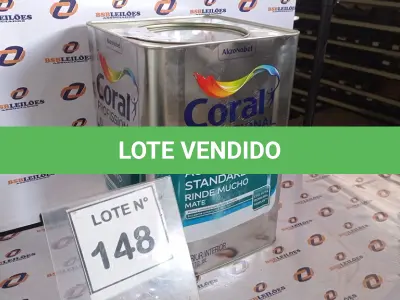 LOTE 148 - 01 LATA DE TINTA ACRILICA 18L NA COR BRANCA MARCA CORAL. (NO ESTADO, NÃO SABEMOS SE FUNCIONA. LEILÃO NÃO TEM GARANTIA E NEM DEVOLUÇÃO, SUJEITO A POSSÍVEIS AVARIAS VISÍVEIS/OCULTAS E/OU AUSÊNCIA DE COMPONENTES)
