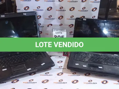 LOTE 305 - 02 NOTEBOOKS MARCA DELL. (NO ESTADO) ATENÇÃO! FAZER A VISITAÇÃO ANTES DE ARREMATAR, NÃO SABEMOS SE FUNCIONA, LEILÃO NÃO TEM GARANTIA E NEM DEVOLUÇÃO, SUJEITO A POSSÍVEIS AVARIAS VISÍVEIS/OCULTAS E/OU AUSÊNCIA DE COMPONENTES.