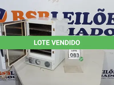LOTE 083 - 01 ESTUFA DE ESTERILIZAÇÃO E SECAGEM. (NO ESTADO) ATENÇÃO! FAZER A VISITAÇÃO ANTES DE ARREMATAR, NÃO SABEMOS SE FUNCIONA, LEILÃO NÃO TEM GARANTIA E NEM DEVOLUÇÃO, SUJEITO A POSSÍVEIS AVARIAS VISÍVEIS/OCULTAS E/OU AUSÊNCIA DE COMPONENTES.
