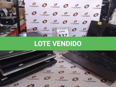 LOTE 137 - 05 NOTEBOOKS MARCAS E MODELOS DIVERSOS. (NO ESTADO) ATENÇÃO! FAZER A VISITAÇÃO ANTES DE ARREMATAR, NÃO SABEMOS SE FUNCIONA, LEILÃO NÃO TEM GARANTIA E NEM DEVOLUÇÃO, SUJEITO A POSSÍVEIS AVARIAS VISÍVEIS/OCULTAS E/OU AUSÊNCIA DE COMPONENTES.