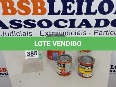 LOTE 385 - 01 LATA DE ESMALTE SINTÉTICO COM 3,6L NA COR BRILHANTE LARANJA IPÊ MARCA GLASURIT E 03 LATAS DE ESMALTE SINTÉTICO COM 900ML CORES VARIADAS MARCA GLASURIT. (NO ESTADO) ATENÇÃO! FAZER A VISITAÇÃO ANTES DE ARREMATAR, NÃO SABEMOS SE FUNCIONA, LEILÃO NÃO TEM GARANTIA E NEM DEVOLUÇÃO, SUJEITO A POSSÍVEIS AVARIAS VISÍVEIS/OCULTAS E/OU AUSÊNCIA DE COMPONENTES.