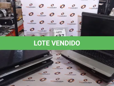 LOTE 137 - 05 NOTEBOOKS MARCAS E MODELOS DIVERSOS. (NO ESTADO) ATENÇÃO! FAZER A VISITAÇÃO ANTES DE ARREMATAR, NÃO SABEMOS SE FUNCIONA, LEILÃO NÃO TEM GARANTIA E NEM DEVOLUÇÃO, SUJEITO A POSSÍVEIS AVARIAS VISÍVEIS/OCULTAS E/OU AUSÊNCIA DE COMPONENTES.