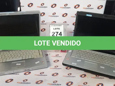LOTE 274 - 02 NOTEBOOKS MARCAS TOSHIBA E COMPAQ. (NO ESTADO) ATENÇÃO! FAZER A VISITAÇÃO ANTES DE ARREMATAR, NÃO SABEMOS SE FUNCIONA, LEILÃO NÃO TEM GARANTIA E NEM DEVOLUÇÃO, SUJEITO A POSSÍVEIS AVARIAS VISÍVEIS/OCULTAS E/OU AUSÊNCIA DE COMPONENTES.